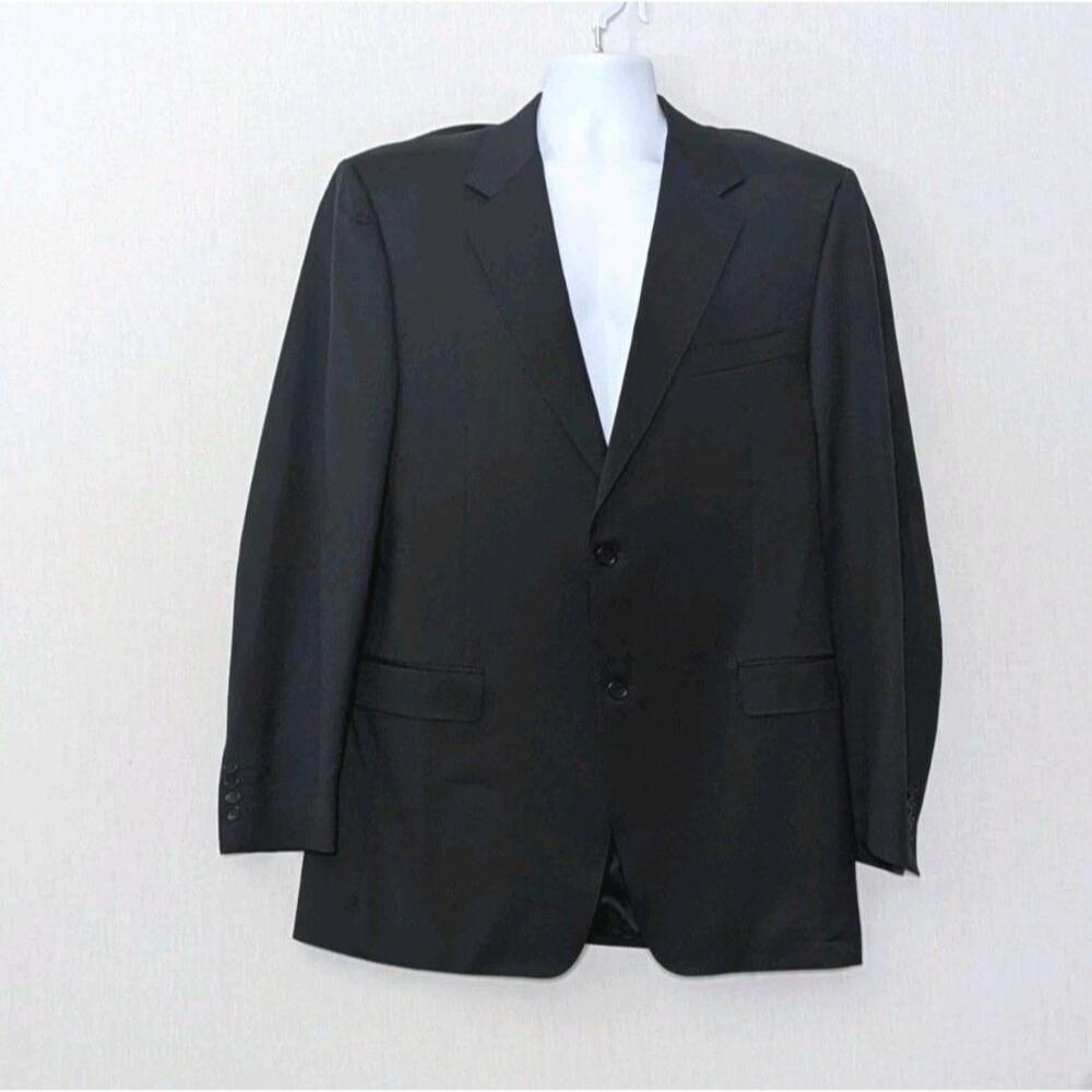Canali Brown Label US Sz 44 Black Blazer Men's Office Designer Wool Career